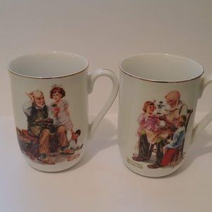 Norman Rockwell Set Of 4 Vintage Mugs